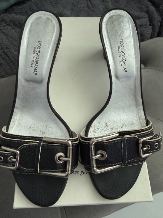 Dolce & Gabbana Shoes - Dolce & Gabbana Black Leather Buckle Mules